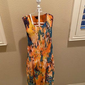 Colorful Sleeveless Scoop Neck Dress, Sheered